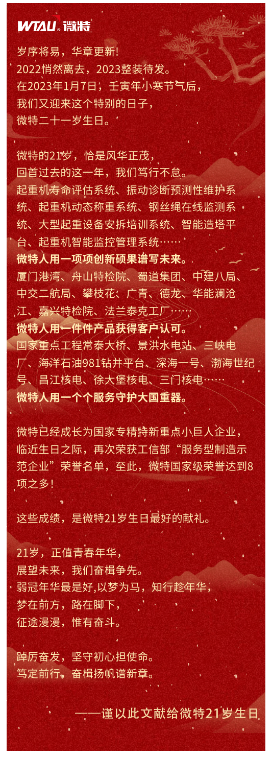 篤定前行 奮楫爭(zhēng)先！丨祝微特21歲生日快樂(lè)！